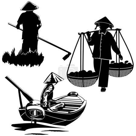 Illustration for Unidentified asian peoples do different kinds of work - Royalty Free Image