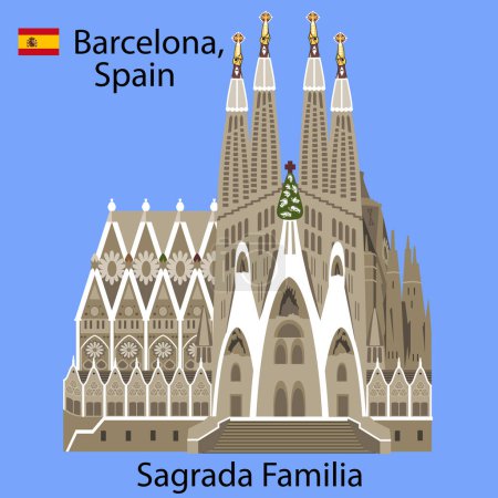 Illustration for Vector image of Sagrada Familia in Barcelona - Royalty Free Image