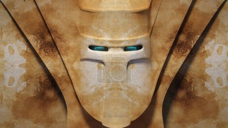 Photo for 3d rendering of an abstract character face sculpture.The face was sculpted and textured in Cinema 4d - Royalty Free Image