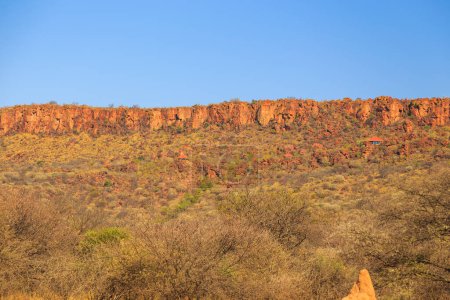 Téléchargez les photos : Waterberg Plateau National Park, Kalahari, Otjiwarongo, Namibia, Africa. Beautiful african landscape. Rock formation. Sunrise. - en image libre de droit