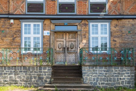 Photo for Zulawki, Zulawy, Poland - 15 June 2019: Traditional buildings of peasant architecture in Zulawy Wislane. Spring season. Sunny day. - Royalty Free Image