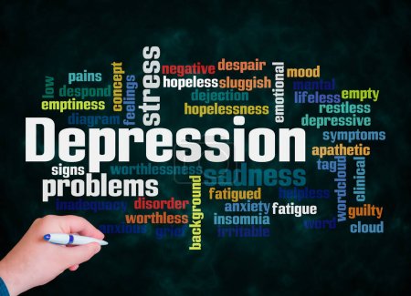 Photo for Word Cloud with DEPRESSION concept create with text only. - Royalty Free Image