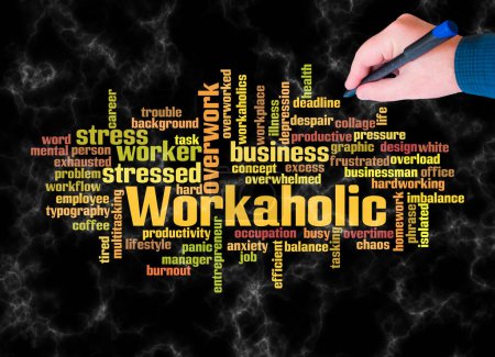 Photo for Word Cloud with WORKAHOLIC concept create with text only. - Royalty Free Image
