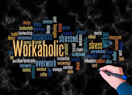 Photo for Word Cloud with WORKAHOLIC concept create with text only. - Royalty Free Image