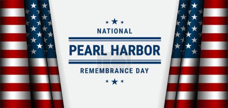 Ilustración de Bandera de Pearl Harbor con bandera de EE.UU. y letras de texto del Día de la Memoria de Pearl Harbor sobre fondo blanco - United States National Holidays vector Illustration - Imagen libre de derechos