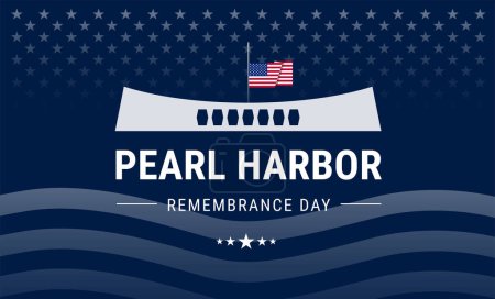 Illustration for Pearl Harbor Remembrance Day background with USA flag flying at half mast above the sea concept - Best for Pearl Harbor banners, posters, cards - vector illustration - Royalty Free Image