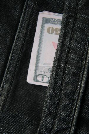 Photo for Money in jeans pocket. Jeans Pocket Money. Vintage style. - Royalty Free Image