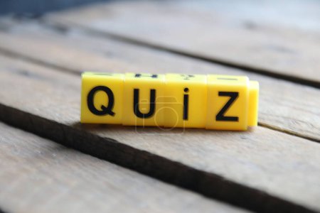 Photo for Quiz idea. Written on a yellow cubes. - Royalty Free Image