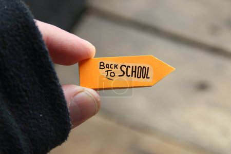 Photo for Back to school tag creative concept. Hand lettering tag. - Royalty Free Image