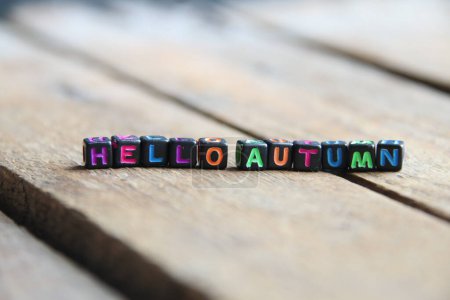 Photo for Hello Autumn concept. The inscription on the cubes. - Royalty Free Image