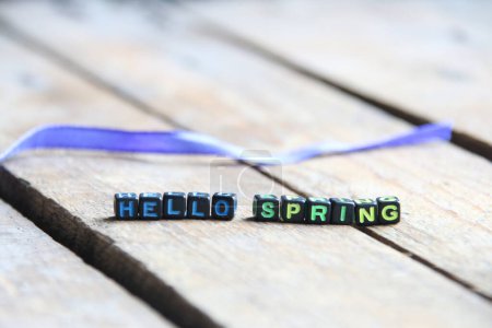 Photo for Inscription on the cubes. Hello Spring. - Royalty Free Image