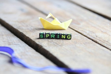 Photo for Inscription on the cubes. Hello Spring. - Royalty Free Image