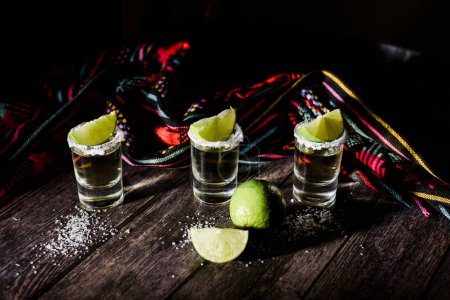 Photo for Mexican Tequila Shots with Lime and Salt in Mexico Party Latin America - Royalty Free Image