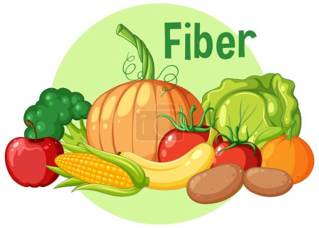 Foto de Vegetables and fruits fiber foods group illustration - Imagen libre de derechos