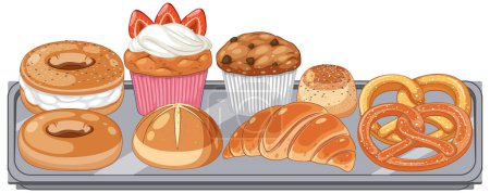 Illustration for A tray of bake goods isolated illustration - Royalty Free Image