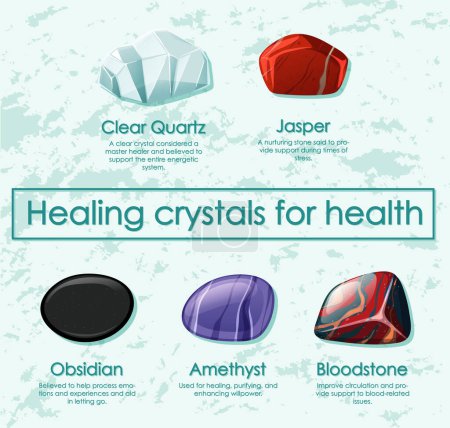 Ilustración de Cristales de curación para la ilustración de la colección de salud - Imagen libre de derechos