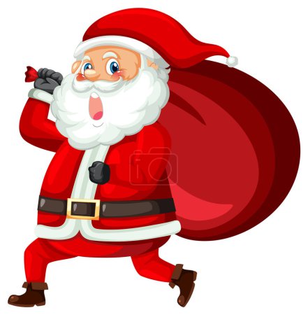 Téléchargez les illustrations : Père Noël tenant sac cadeau de Noël illustration - en licence libre de droit