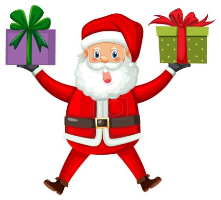 Téléchargez les illustrations : Père Noël envoi illustration cadeaux - en licence libre de droit