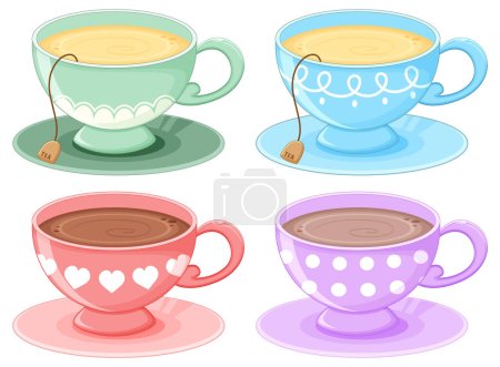 Set of coffee and tea cup illustration