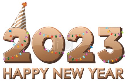 Illustration for Happy New Year 2023 text for banner design illustration - Royalty Free Image