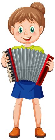 Illustration for A girl playing accordion musical instrument illustration - Royalty Free Image