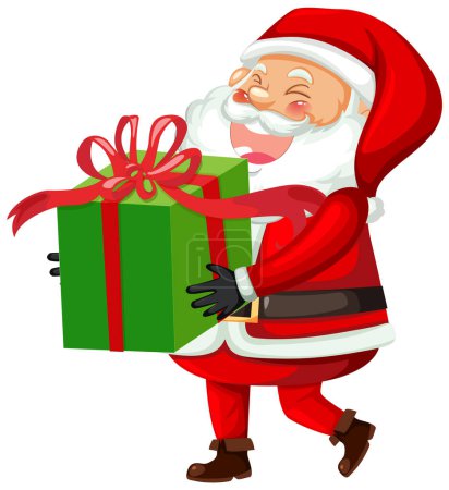 Téléchargez les illustrations : Santa Claus holding gift box illustration - en licence libre de droit
