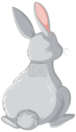 Ilustración de Lindo conejo gris ilustración personaje de dibujos animados - Imagen libre de derechos