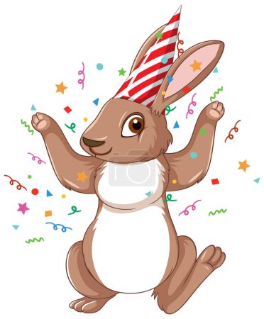Ilustración de Celebración conejo dibujo animado personaje ilustración - Imagen libre de derechos