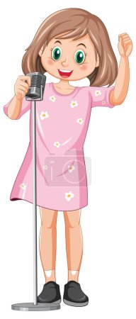 Girl singing with microphone vector illustration