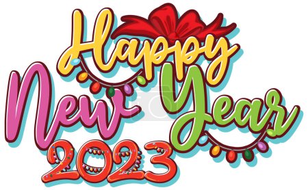 Illustration for Happy New Year 2023 text for banner or poster design illustration - Royalty Free Image