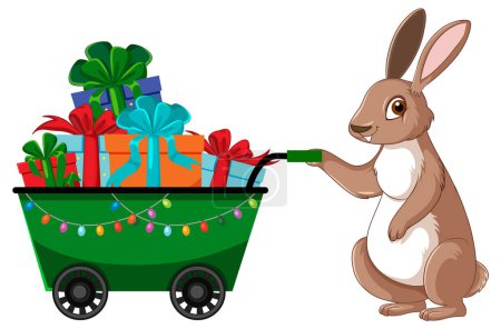 Illustration for Rabbit with many gifts illustration - Royalty Free Image