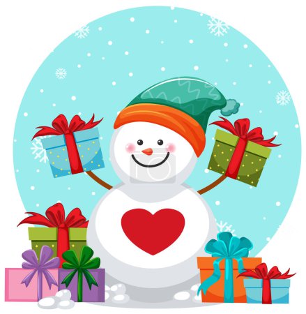 Téléchargez les illustrations : Snowman dans l'illustration de thème de Noël - en licence libre de droit
