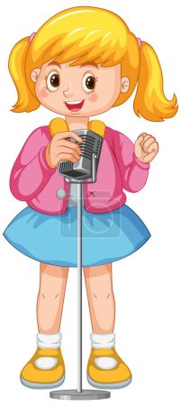 Illustration for Girl singing with microphone vector illustration - Royalty Free Image
