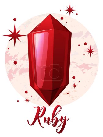 Illustration for Ruby gemstone with text illustration - Royalty Free Image