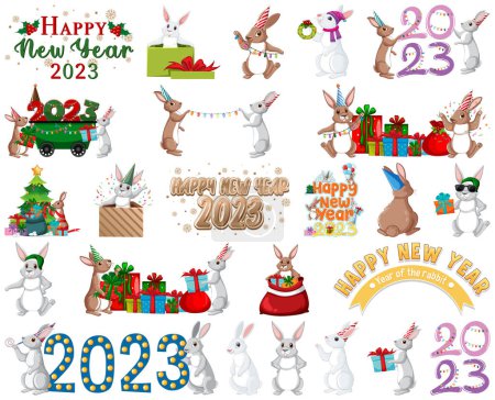 Illustration for Set of 2023 new year element icon illustration - Royalty Free Image