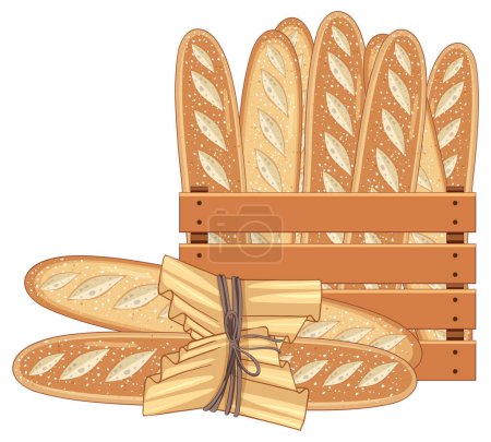 Illustration for Bakery baguette bread vector illustration - Royalty Free Image