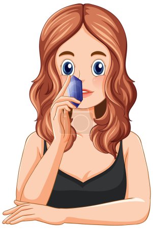 Illustration for Portrait of a young woman with healing crystal illustration - Royalty Free Image