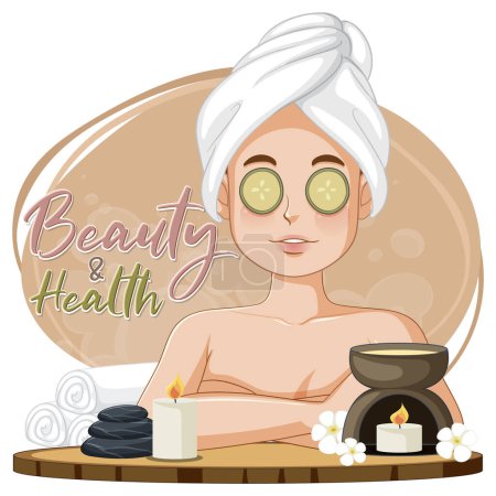 Photo for Beauty woman wearing hair towel illustration - Royalty Free Image
