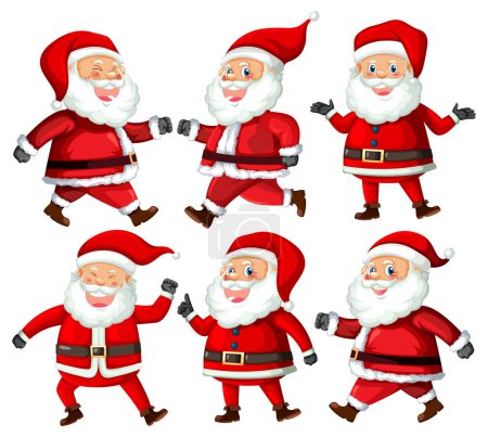 Illustration for Christmas Santa Claus cartoon character set illustration - Royalty Free Image