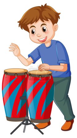Illustration for Boy playing conga drums vector illustration - Royalty Free Image