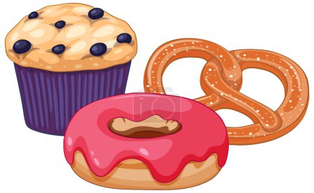 Téléchargez les illustrations : Groupe d'illustration d'aliments de boulangerie - en licence libre de droit
