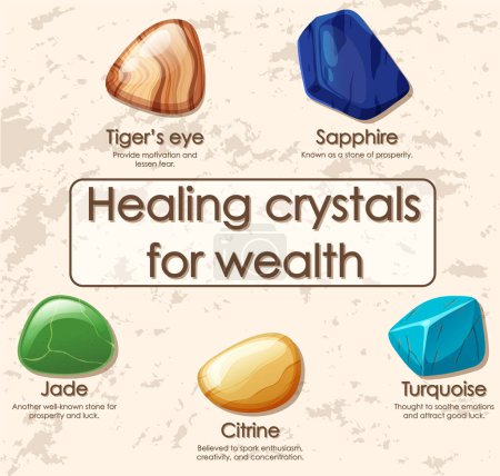 Illustration for Healing crystals for wealth collection illustration - Royalty Free Image