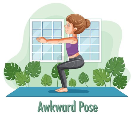 Illustration for Woman doing yoga at home illustration - Royalty Free Image