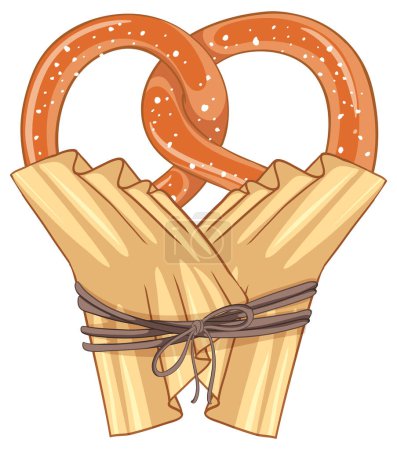 Illustration for Pretzel bread snack isolated illustration - Royalty Free Image