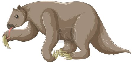 Téléchargez les illustrations : Illustration vectorielle animale éteinte de paresseuse au sol - en licence libre de droit