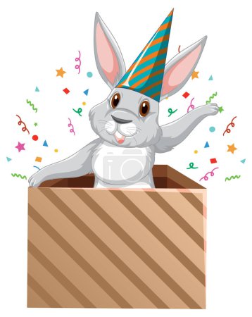 Illustration for Happy rabbit in the box illustration - Royalty Free Image