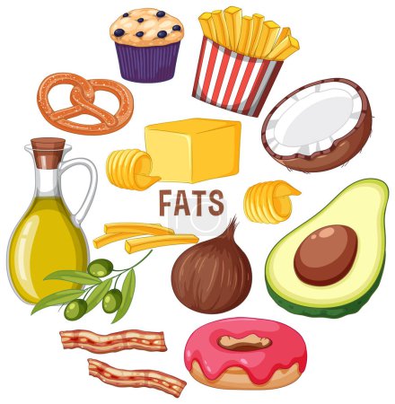 Ilustración de Variedad de alimentos grasos ilustración - Imagen libre de derechos