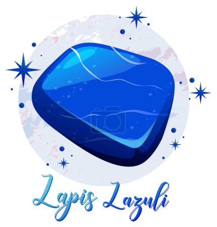 Illustration for Lapis lazuli stone with text illustration - Royalty Free Image