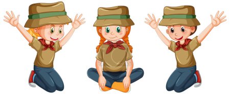 Illustration for Cute camping children on white background illustration - Royalty Free Image