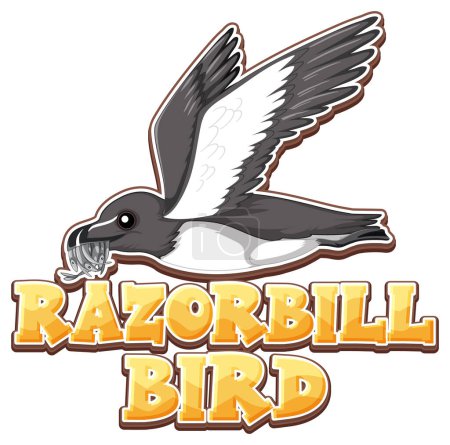 Téléchargez les illustrations : Logo oiseau Razorbill avec illustration de caractère en carton - en licence libre de droit